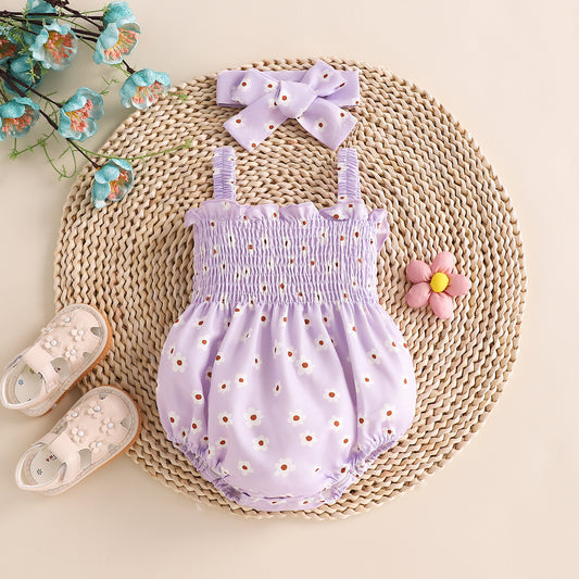 White Floral Romper for Newborns